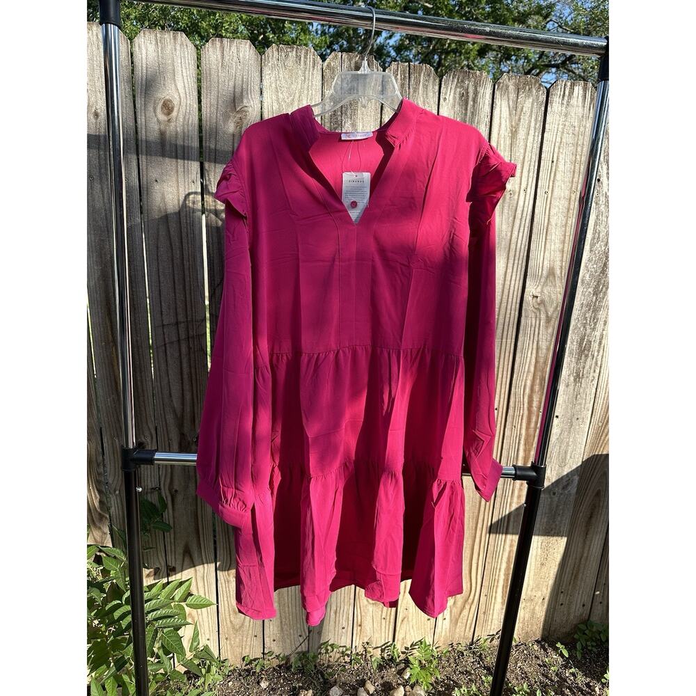 Kirundo Pink Ruffle Tiered Long Sleeve Mini Dress | Size XL | NWT